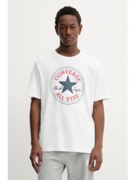 βαμβακερό μπλουζάκι converse ανδρικό, χρώμα: άσπρο, cvm5t459 100% βαμβάκι