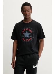 βαμβακερό μπλουζάκι converse ανδρικό, χρώμα: μαύρο, cvm5t459 100% βαμβάκι