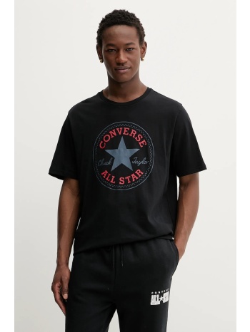 βαμβακερό μπλουζάκι converse ανδρικό, χρώμα μαύρο