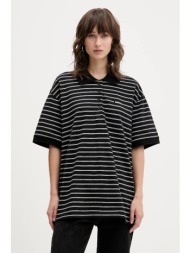 βαμβακερό μπλουζάκι πόλο rotate χρώμα: μαύρο, 115643000 95% οργανικό βαμβάκι, 5% ελαστάν