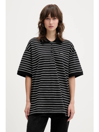 βαμβακερό μπλουζάκι πόλο rotate χρώμα μαύρο, 115643000 95%