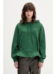 βαμβακερή μπλούζα stine goya 0 γυναικεία, χρώμα: πράσινο, με κουκούλα, sg-aw25-t085-2430 100% οργανι