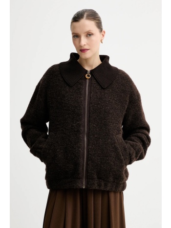 μπουφάν με προσθήκη μάλλινου υφάσματος sessun χρώμα καφέ