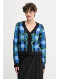 ζακέτα με προσθήκη μαλλιού sandro ferrone χρώμα: μπλε, s87ybfgobba 47% πολυεστέρας, 30% πολυαμίδιο, 