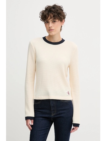 μακρυμάνικο calvin klein jeans χρώμα μπεζ, lv047d225g 58%