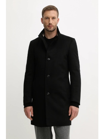 μάλλινο παλτό boss χρώμα μαύρο, 50551078 κολάρο 62%