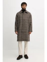 παλτό με προσθήκη μαλλιού tommy hilfiger χρώμα: καφέ, mw0mw40633 κύριο υλικό: 71% μαλλί, 16% πολυεστ