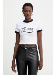 μπλουζάκι guess χρώμα: άσπρο, w5bi20 j1314 95% βαμβάκι, 5% σπάντεξ