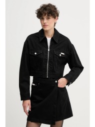 τζιν μπουφάν calvin klein jeans χρώμα: μαύρο, lv047d779g 100% βαμβάκι