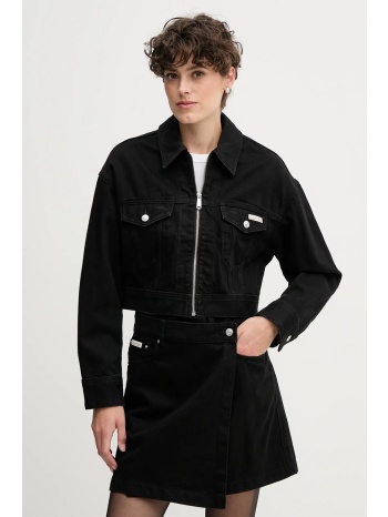 τζιν μπουφάν calvin klein jeans χρώμα μαύρο, lv047d779g