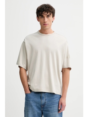 βαμβακερό μπλουζάκι adidas soft lux ανδρικό, χρώμα μπεζ