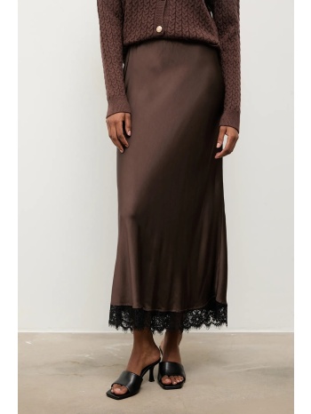 φούστα answear.lab χρώμα καφέ 98% βισκόζη, 2% πολυεστέρας