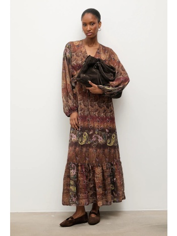 φόρεμα answear.lab χρώμα καφέ 100% πολυεστέρας