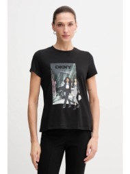 μπλουζάκι dkny knit tops χρώμα: μαύρο, p5mohwna 57% βαμβάκι, 38% modal, 5% ελαστάν