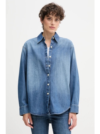 τζιν πουκάμισο calvin klein jeans χρώμα μπλε, lv047d758g