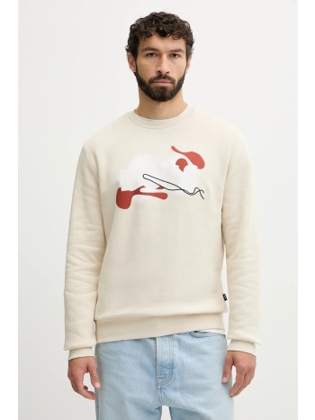 βαμβακερή μπλούζα boss χρώμα μπεζ, 50549283 100% βαμβάκι