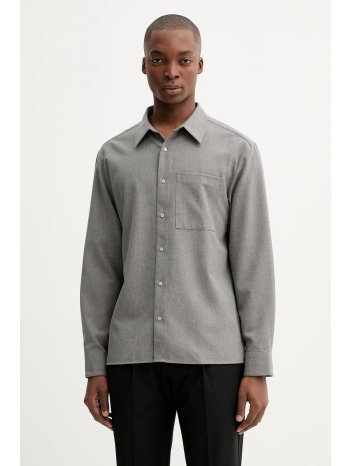 πουκάμισο με προσθήκη μαλλιού calvin klein χρώμα γκρι