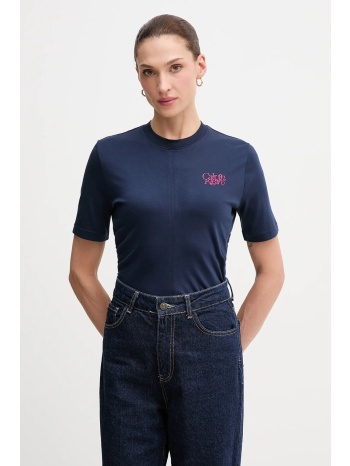 βαμβακερό μπλουζάκι calvin klein jeans χρώμα ναυτικό μπλε