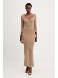 φόρεμα με προσθήκη μαλλιού liviana conti χρώμα: καφέ, l5wg63 κύριο υλικό: 62% μοχέρ, 34% πολυαμίδιο,