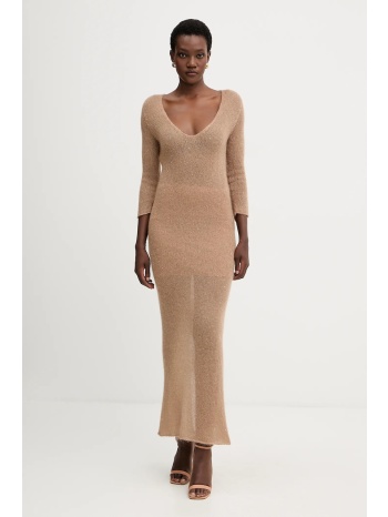 φόρεμα με προσθήκη μαλλιού liviana conti χρώμα καφέ