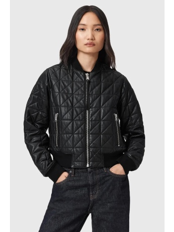 δερμάτινο μπουφάν bomber allsaints carly χρώμα μαύρο