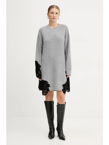φόρεμα με προσθήκη μαλλιού pinko χρώμα γκρι, 105504 a2r1