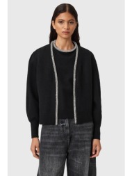 μάλλινη ζακέτα allsaints odell γυναικεία, χρώμα: μαύρο, w033kd 100% μαλλί