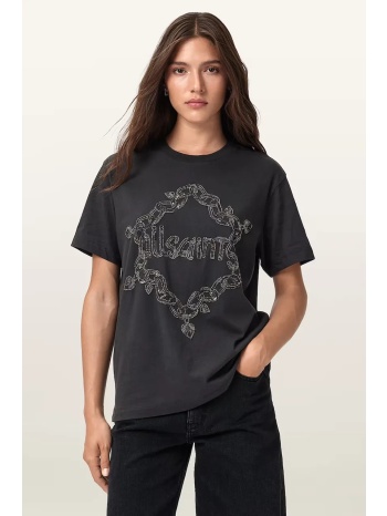 μπλουζάκι allsaints drip χρώμα μαύρο, w061jd 97% οργανικό