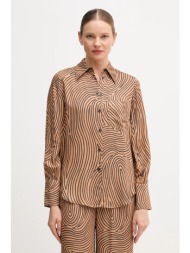 πουκάμισο marc aurel χρώμα: καφέ, 6258-1002-24812 100% βισκόζη