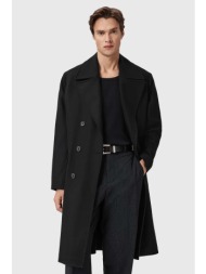 παλτό με προσθήκη μαλλιού allsaints curran χρώμα: μαύρο, m019od κύρια επένδυση: 100% οργανικό βαμβάκ