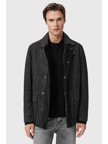 σουέτ παλτό allsaints bolton χρώμα μαύρο, m003ld ένθετο