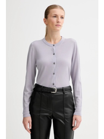 μάλλινη ζακέτα calvin klein γυναικεία, χρώμα μοβ