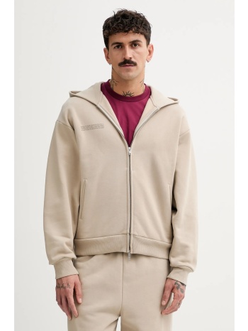 βαμβακερή μπλούζα pangaia χρώμα μπεζ, με κουκούλα