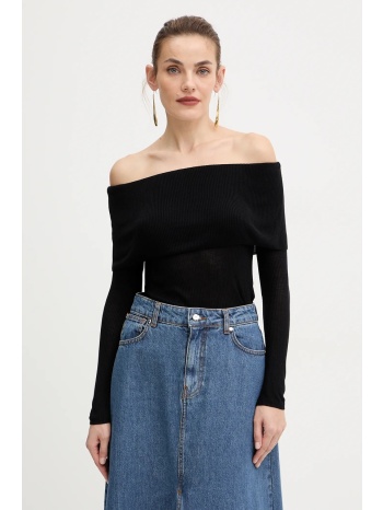 μακρυμάνικο guess melanie χρώμα μαύρο, w5br48 z0612 100%