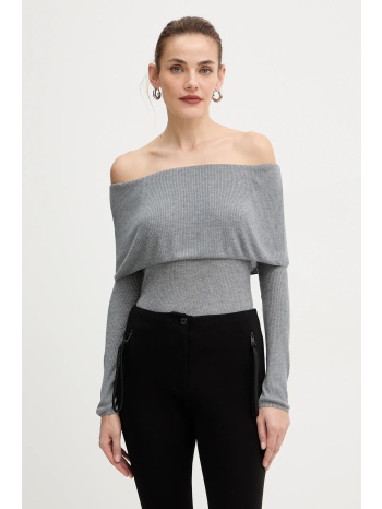 μακρυμάνικο guess melanie χρώμα γκρι, w5br48 z0612 100%