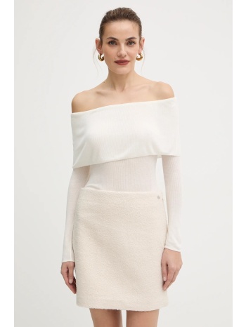 μακρυμάνικο guess melanie χρώμα μπεζ, w5br48 z0612 100%