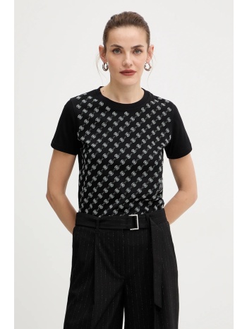 βαμβακερό μπλουζάκι guess χρώμα μαύρο, w5bi21 i3z14 κύριο