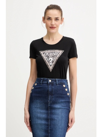 μπλουζάκι guess χρώμα μαύρο, w5bi15 j1314 κύριο υλικό 95%