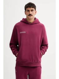 βαμβακερή μπλούζα pangaia χρώμα: μπορντό, με κουκούλα, 10000180 100% οργανικό βαμβάκι