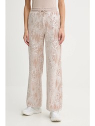 βελούδινο παντελόνι φόρμας guess χρώμα: μπεζ, v5bb01 k1922 100% πολυεστέρας