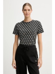 βαμβακερό μπλουζάκι guess rhombus χρώμα: μαύρο, v5bi14 i3z14 100% βαμβάκι