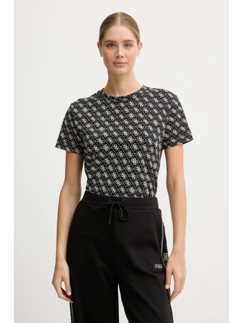 βαμβακερό μπλουζάκι guess rhombus χρώμα μαύρο, v5bi14