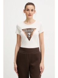 μπλουζάκι guess χρώμα: μπεζ, w5bi28 j1314 κύριο υλικό: 95% βαμβάκι, 5% σπάντεξ