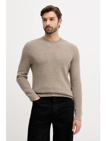 πουλόβερ με προσθήκη μαλλιού sisley χρώμα μπεζ, 18ays104i