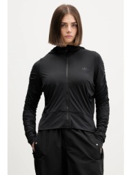 μπλούζα adidas originals ruched χρώμα: μαύρο, με κουκούλα, jw2807 88% πολυαμίδιο, 12% ελαστάν