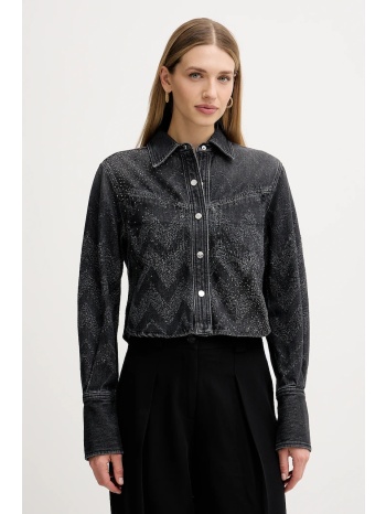 τζιν πουκάμισο boss orange χρώμα γκρι, 50548445 100%