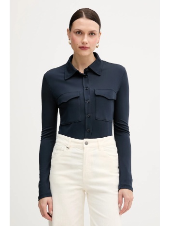 πουκάμισο sisley χρώμα ναυτικό μπλε, 54hxlq09m 100% βισκόζη