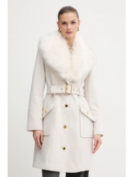 παλτό με προσθήκη μαλλιού marciano guess alice χρώμα: μπεζ, 5bgl26 1799z κύριο υλικό: 54% μαλλί, 39%