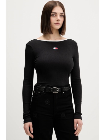 μακρυμάνικο tommy jeans χρώμα μαύρο, dw0dw21839 95%