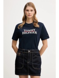 βαμβακερό μπλουζάκι tommy hilfiger χρώμα: ναυτικό μπλε, ww0ww47884 100% βαμβάκι